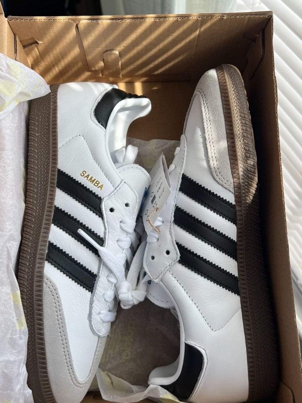 New Women's Adidas Samba OG White Black Gum - Picture 4 of 4